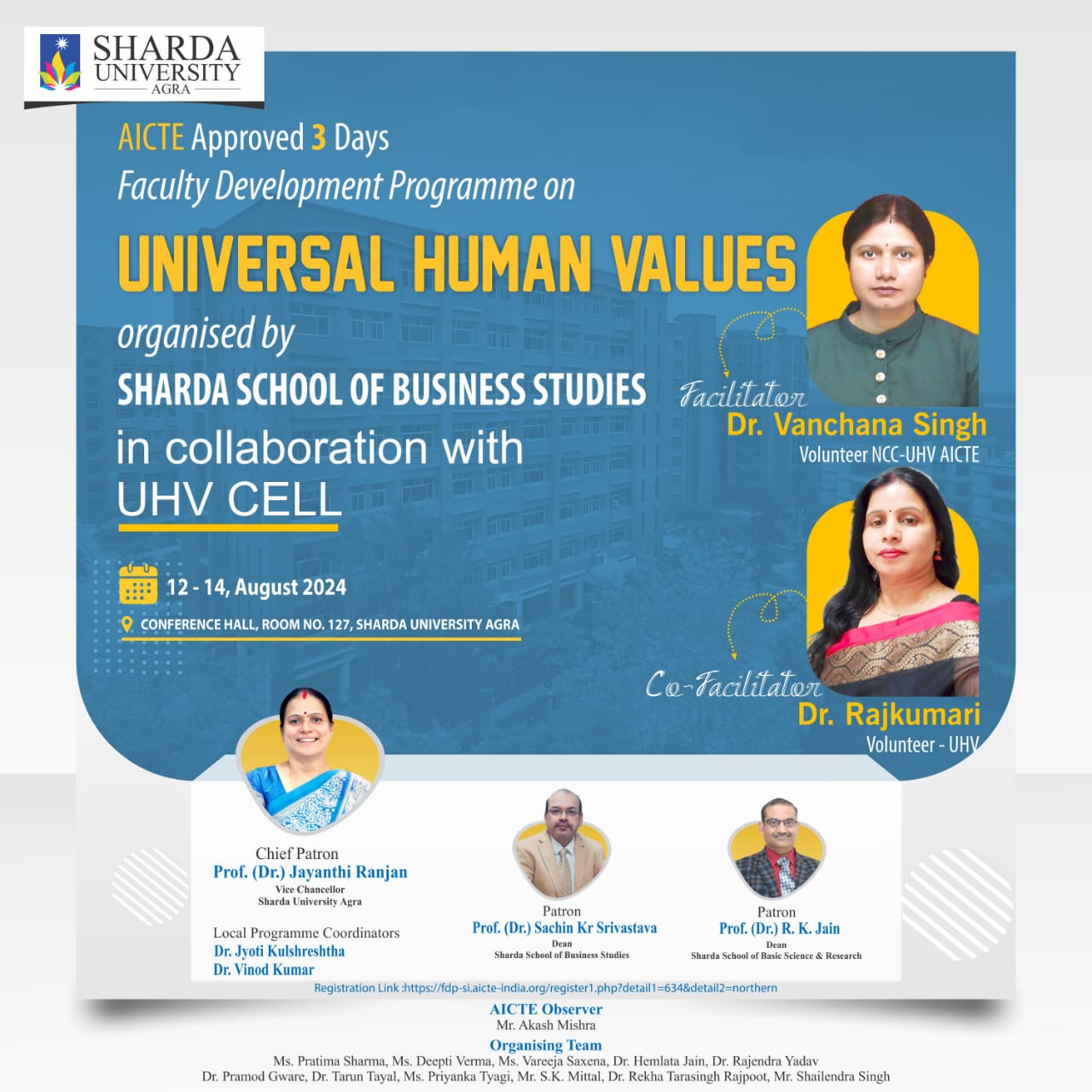 3 Day Faculty Development Program (12 Aug 2024 - 14  Aug 2024) - Sharda University Agra