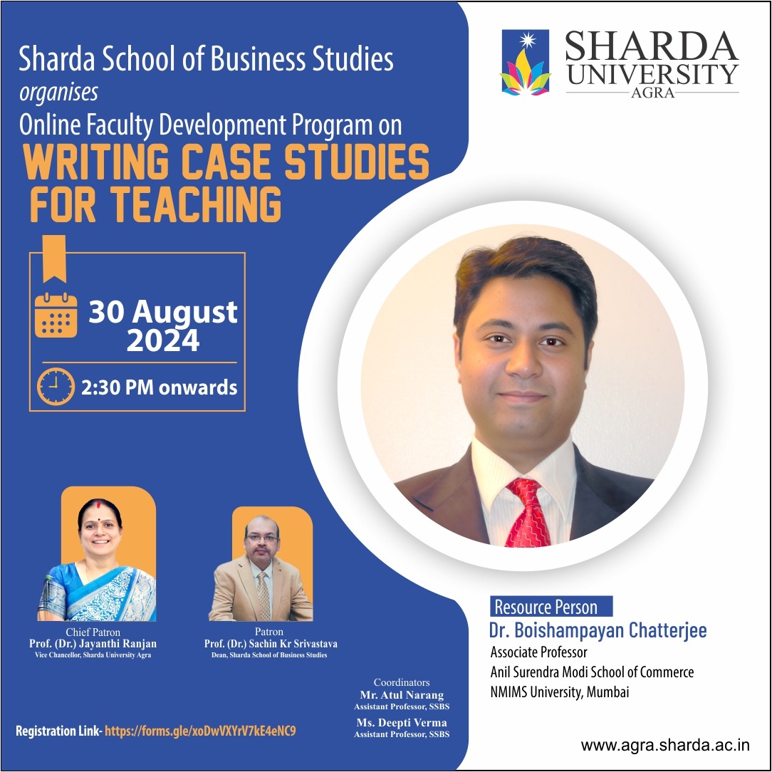 Online FDP on Writing Case Studies for Teaching - Sharda University Agra