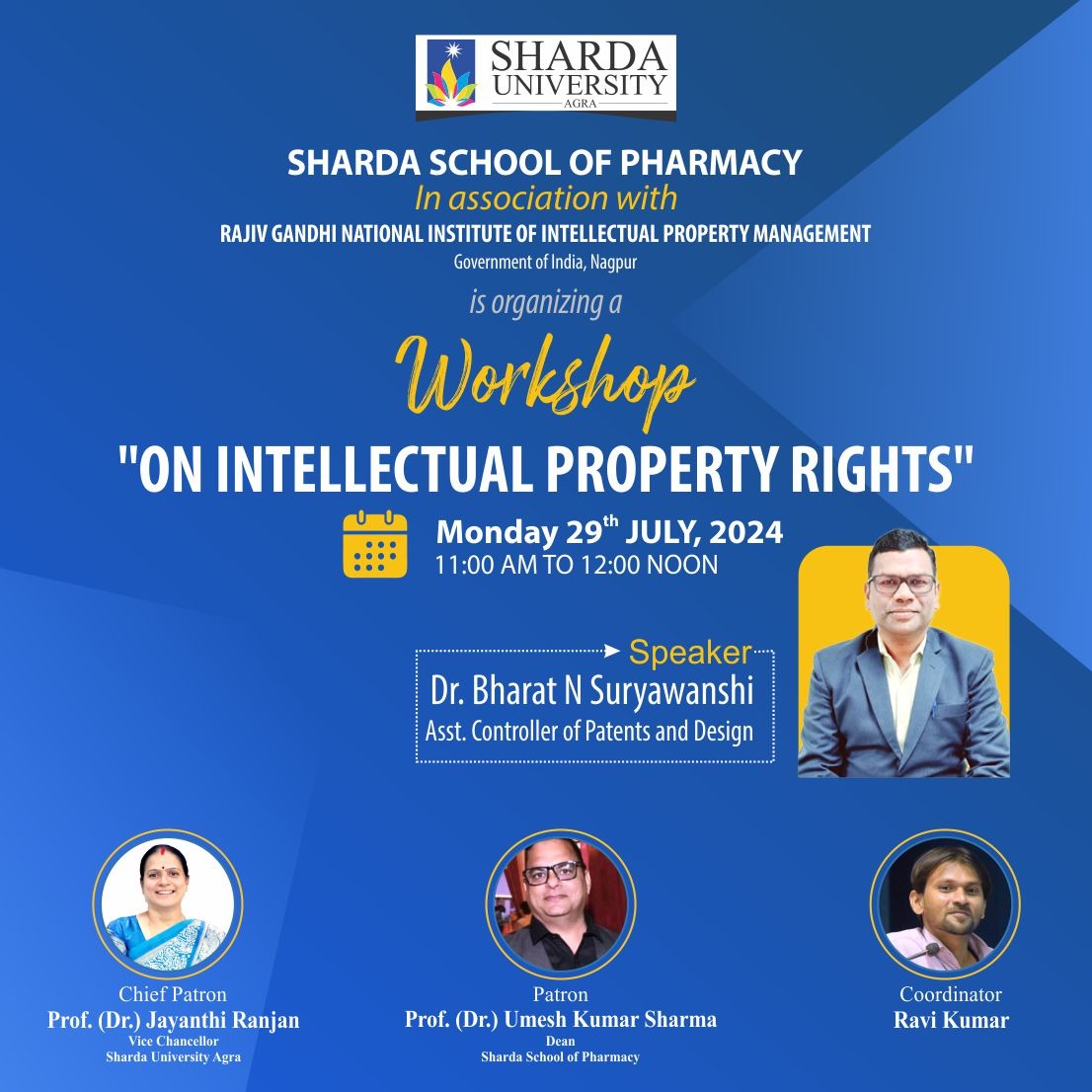 Workshop on Intellectual Property Rights - Sharda University Agra