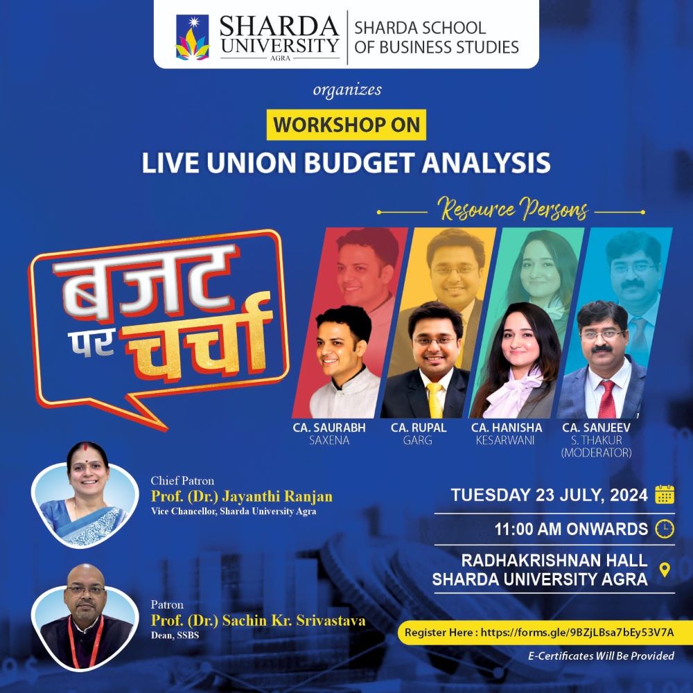 Workshop on Live Union Budget Analysis - Sharda University Agra