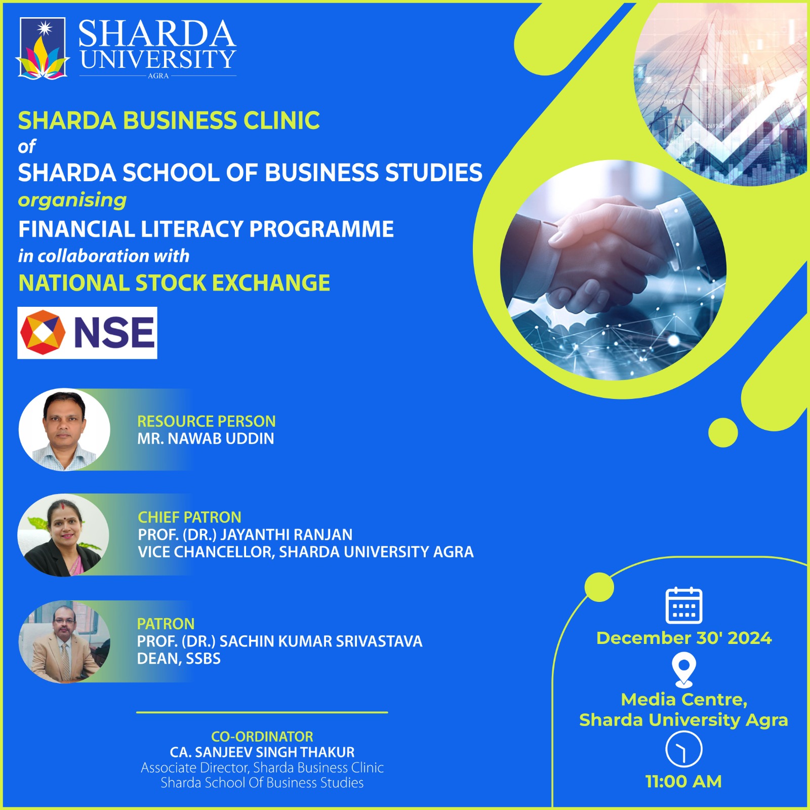 Financial Literacy Programme In Collaboration With National Stock Exchange - Sharda University Agra