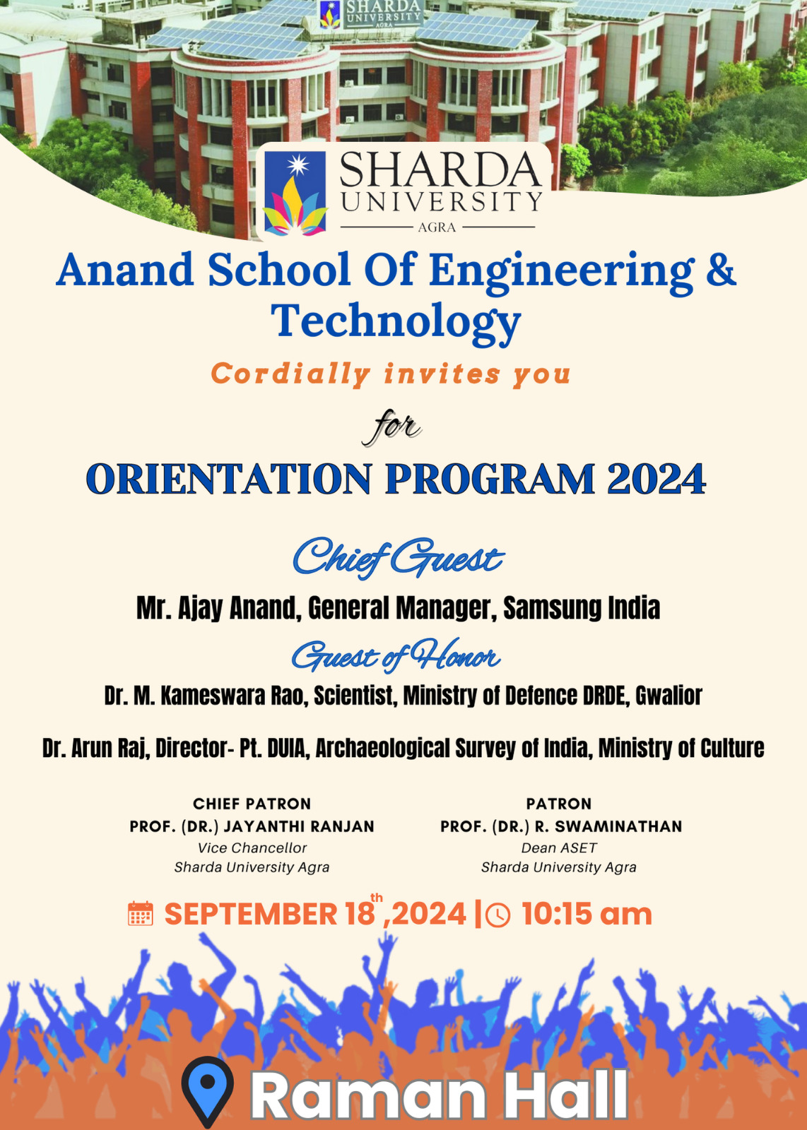 Orientation Program 2024 of ASET - Sharda University Agra